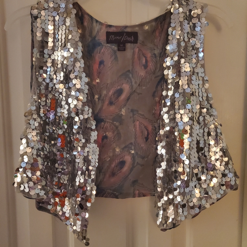 Mirror Dash Cropped Sequin Vest